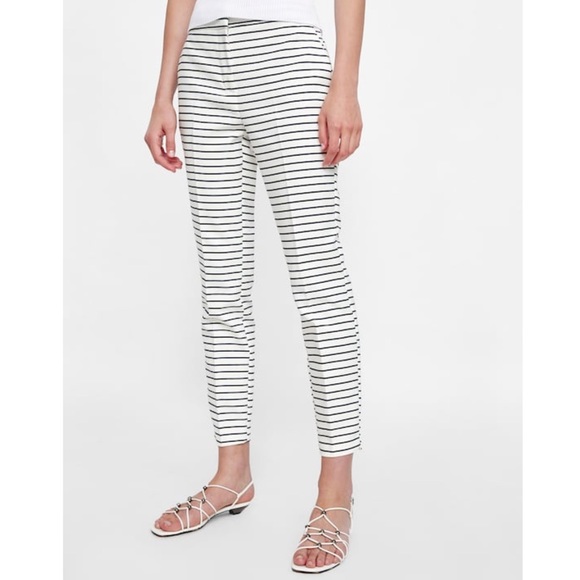 Zara Pants - Zara Jogger Waist Pants, White/Navy